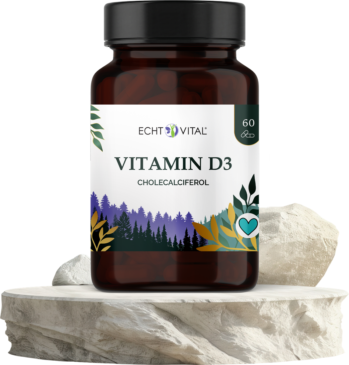 Vitamin D3 Kapseln natürlich - ECHT VITAL Premium Qualität